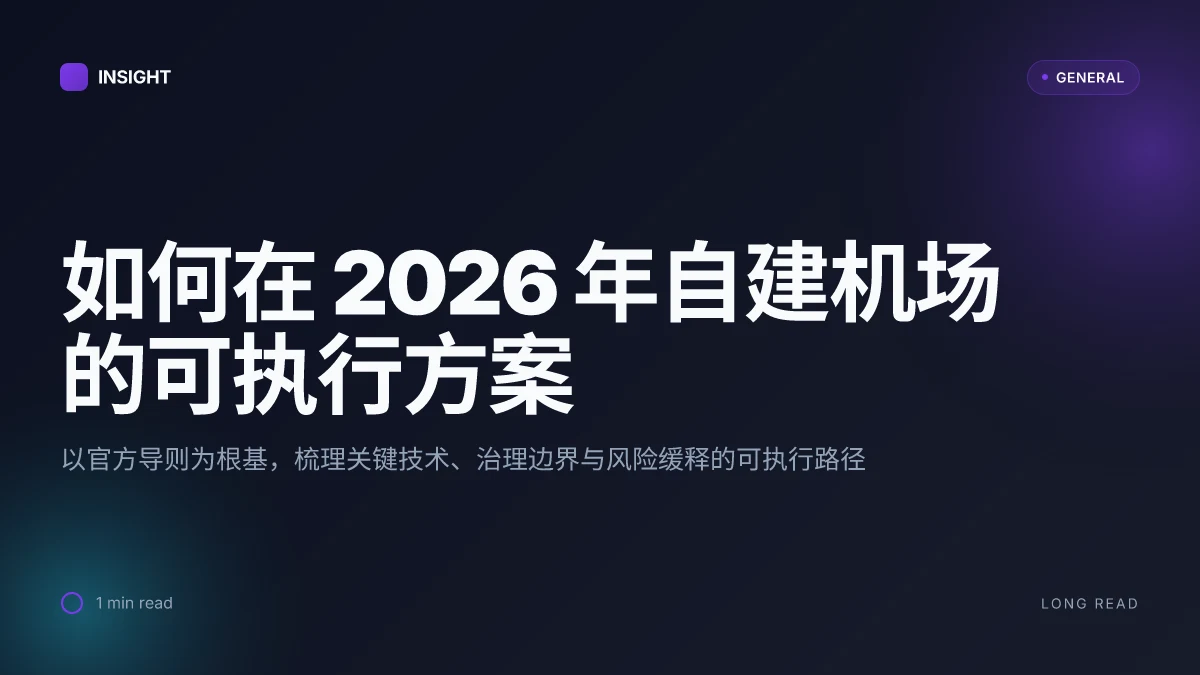 如何在 2026 年自己搭建机场的可执行方案与风险边界