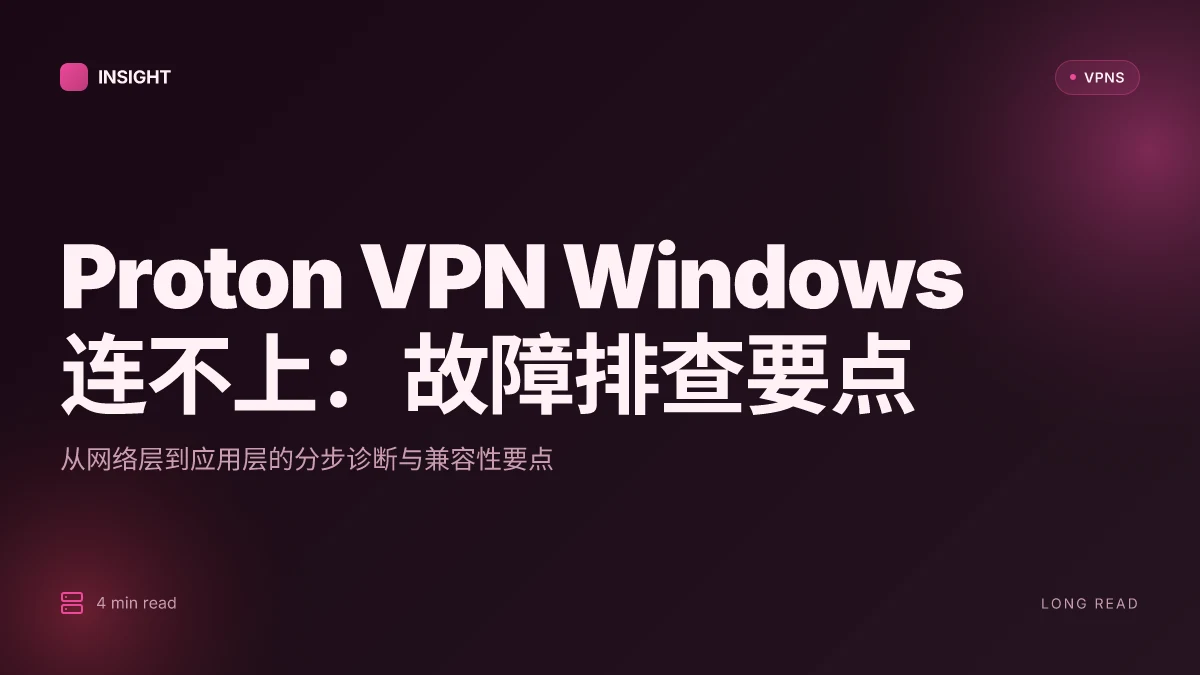 Proton VPN Windows 连不上:2026 年故障排除与兼容性深度分析