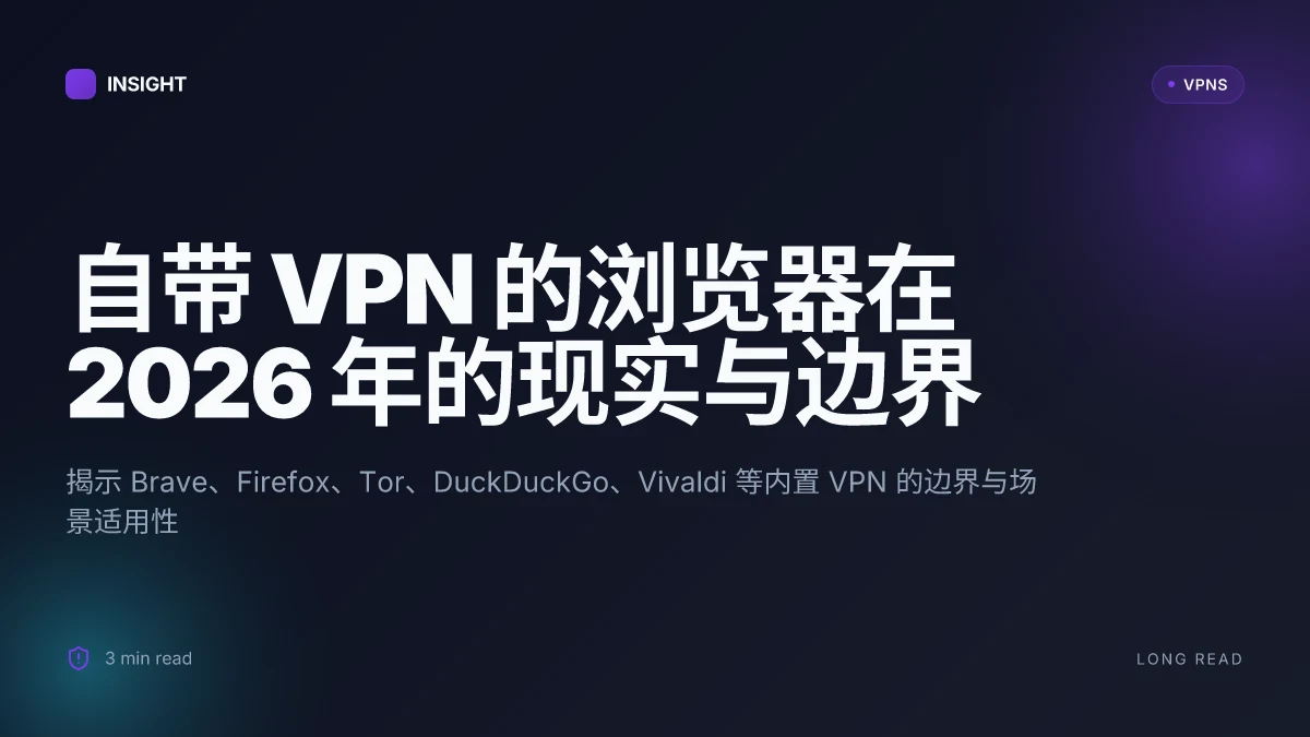自带 VPN 的浏览器在 2026 年的现实与边界:哪些场景值得信赖